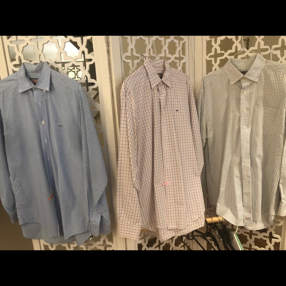 Multiple men’s button down vinyard vines shirts